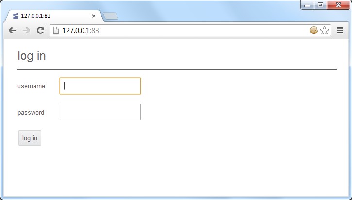 Login screen